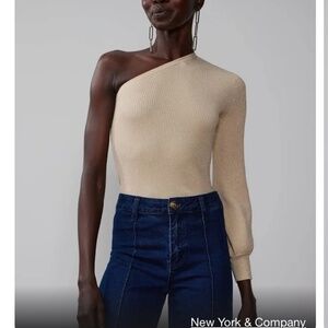 New York and Company One Shoulder Ribbed Sweater